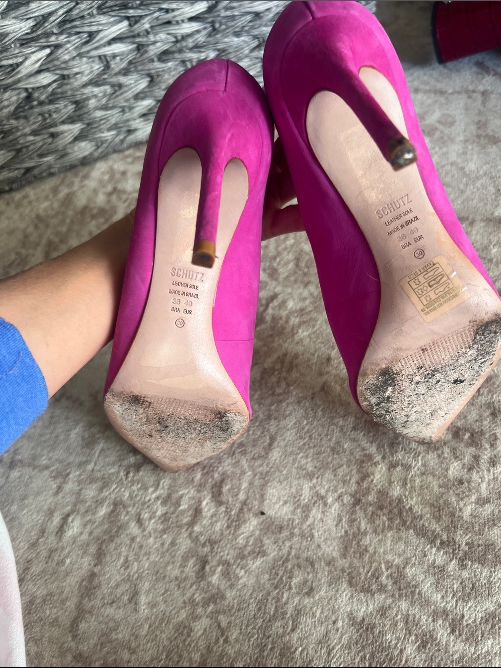 SCHUTZ Hot Pink Suede Pointed Toe Pumps - Picture 4 of 5